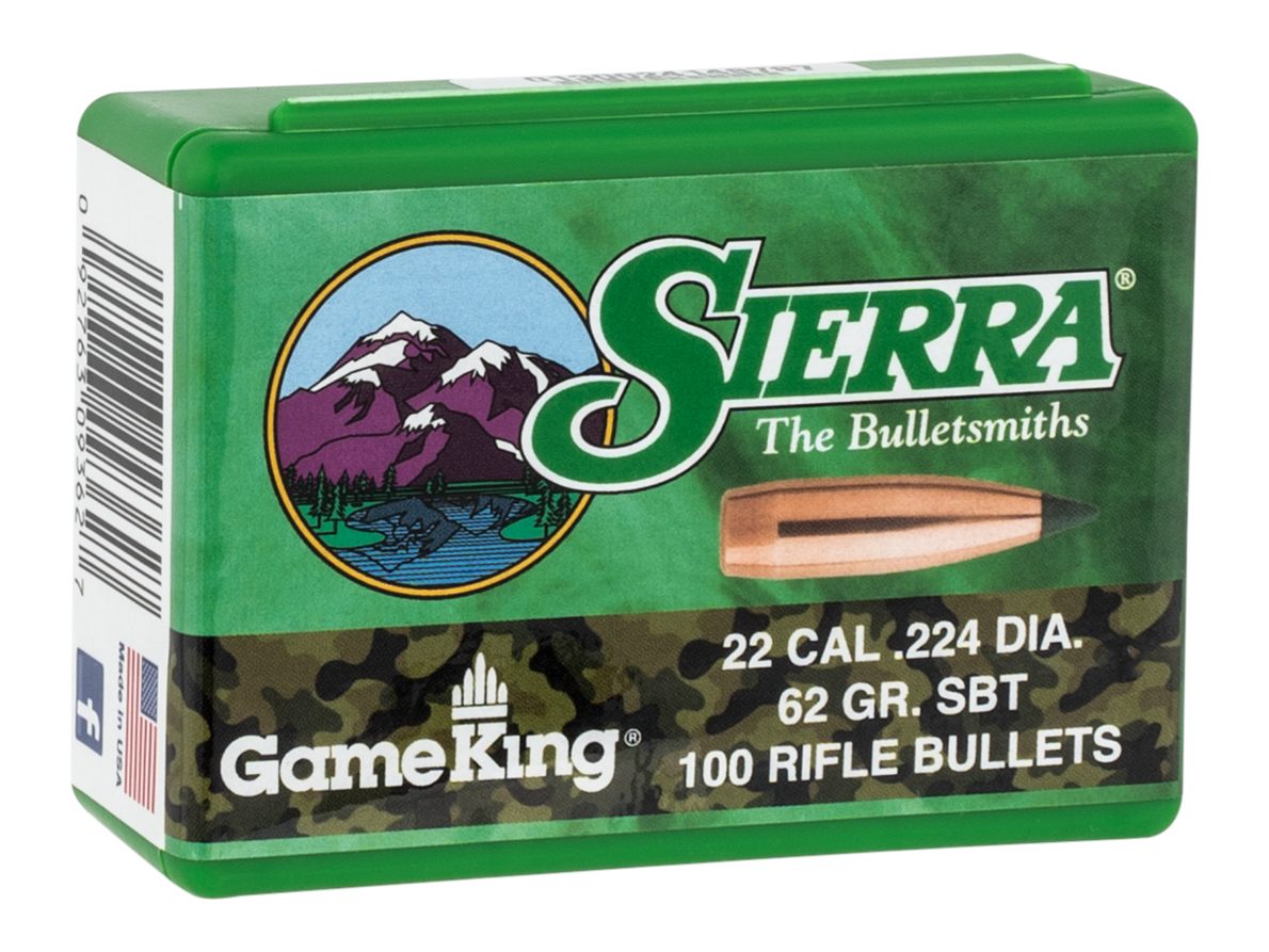 Sierra Bullets High Velocity GameKing Rifle .22 cal .224in 62 gr SBT 100/ct