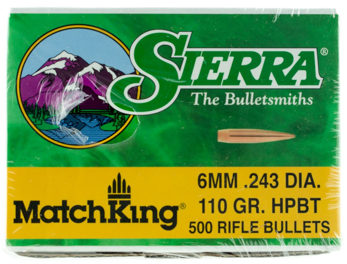 Sierra MatchKing Rifle Bullets 6mm/.243 cal .243in 110 gr HPBT 500/ct
