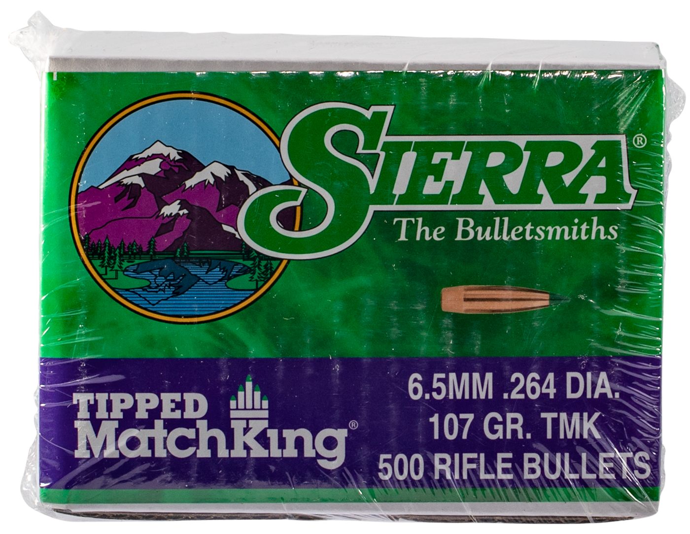 Sierra Bullets Tipped MatchKing Rifle 6.5mm/264 cal .264in 107gr HPBT 500/c