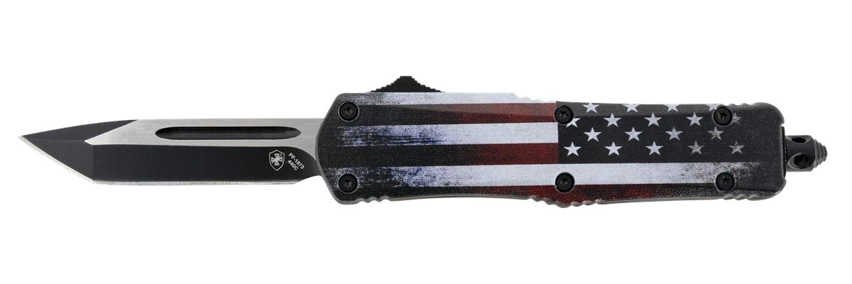 Templar Knife SUS231 Gen II US Flag Small 2.69in OTF Tanto Plain Black Oxid