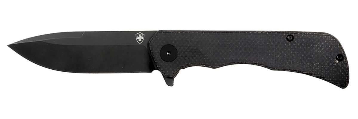 Templar Knife PFMBK321 Paladin 3.27in Folding Drop Point Plain Black Powder