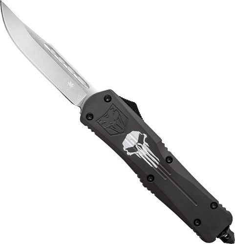 CobraTec Large FS3 OTF Black Punisher 3.5in D2 Steel DRP PNT
