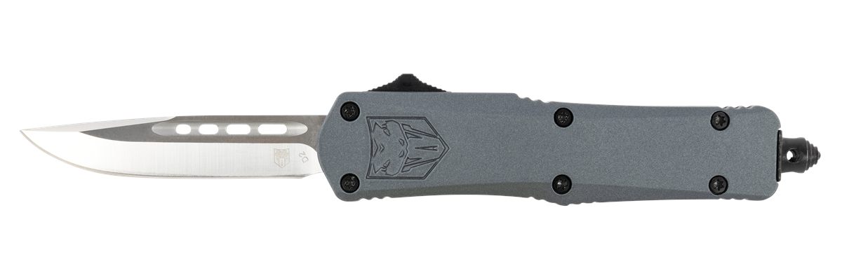 Cobra TEC Knives SGYFS3DNS FS-3 Small 2.75in OTF Plain D2 Steel Blade/Gray