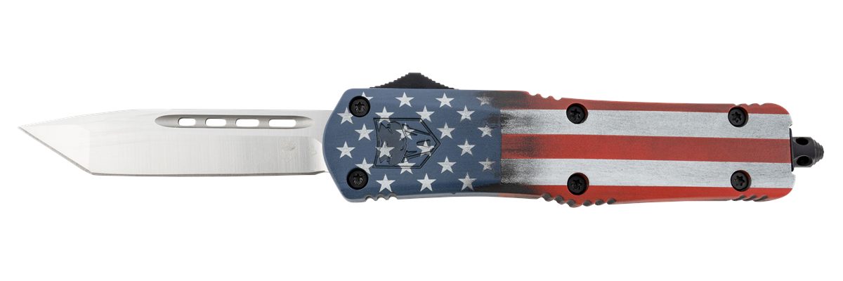 Cobra TEC Knives MCUSAFS3TNS FS-3 American Flag Medium 3in OTF Tanto Plain