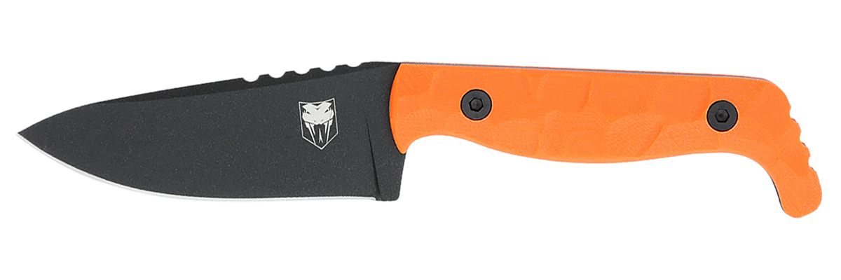 Cobra TEC Knives CTKPORG KingPin EDC 4in Fixed Drop Point Plain Black Powde