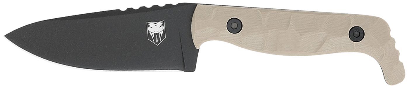 Cobra TEC Knives CTKPTAN KingPin EDC 4in Fixed Drop Point Plain Black Powde