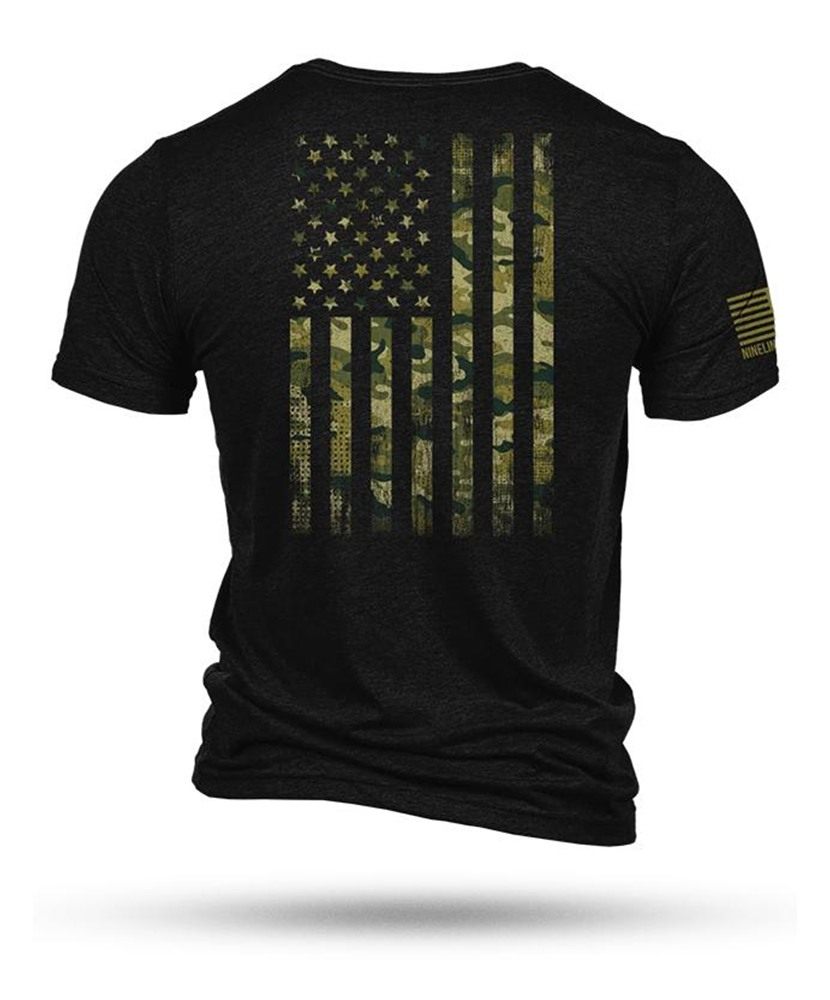 Nine Line Apparel American Camo Short Sleeve Shirt Black Triblend XL