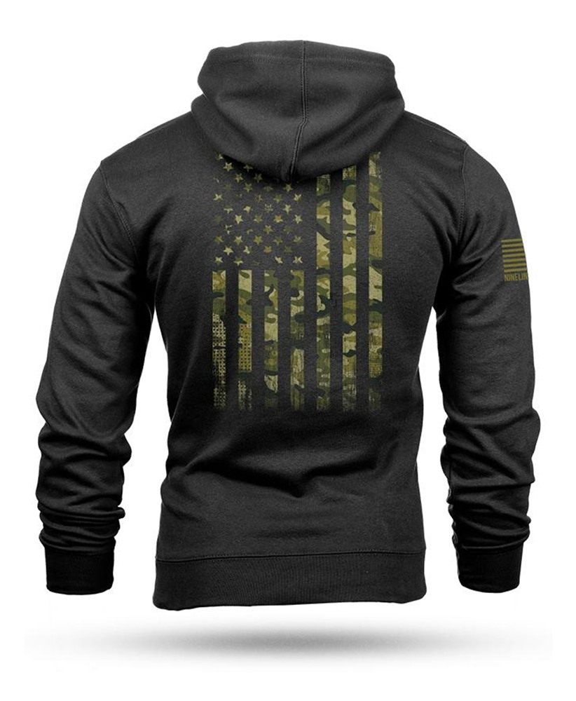 Nine Line Apparel American Camo Hooded Sweatshirt Black L