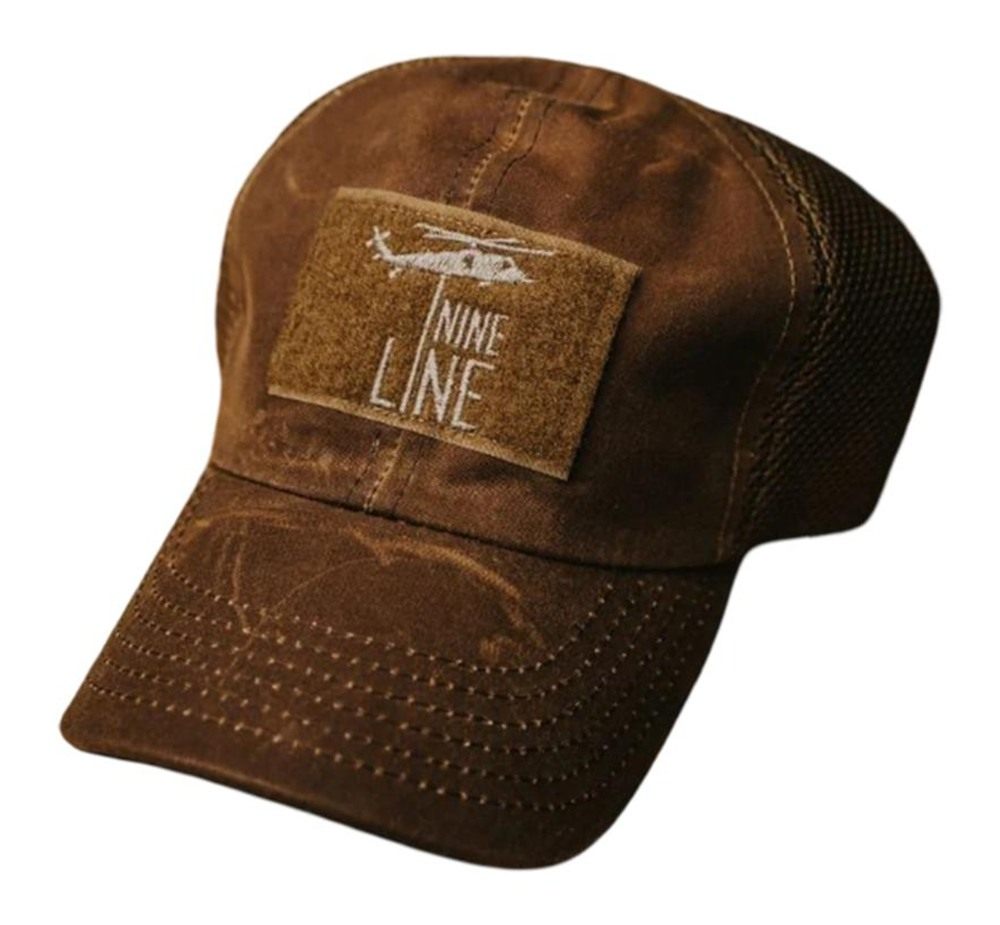 Nine Line Apparel Tan American Made Mesh Back Hat with Dropline