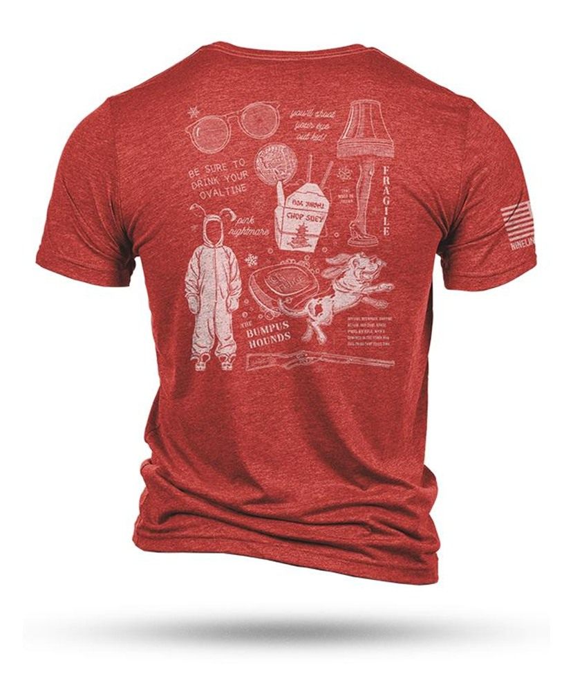 Nine Line Apparel Xmas Story Triblend Short Sleeve Shirt Red L