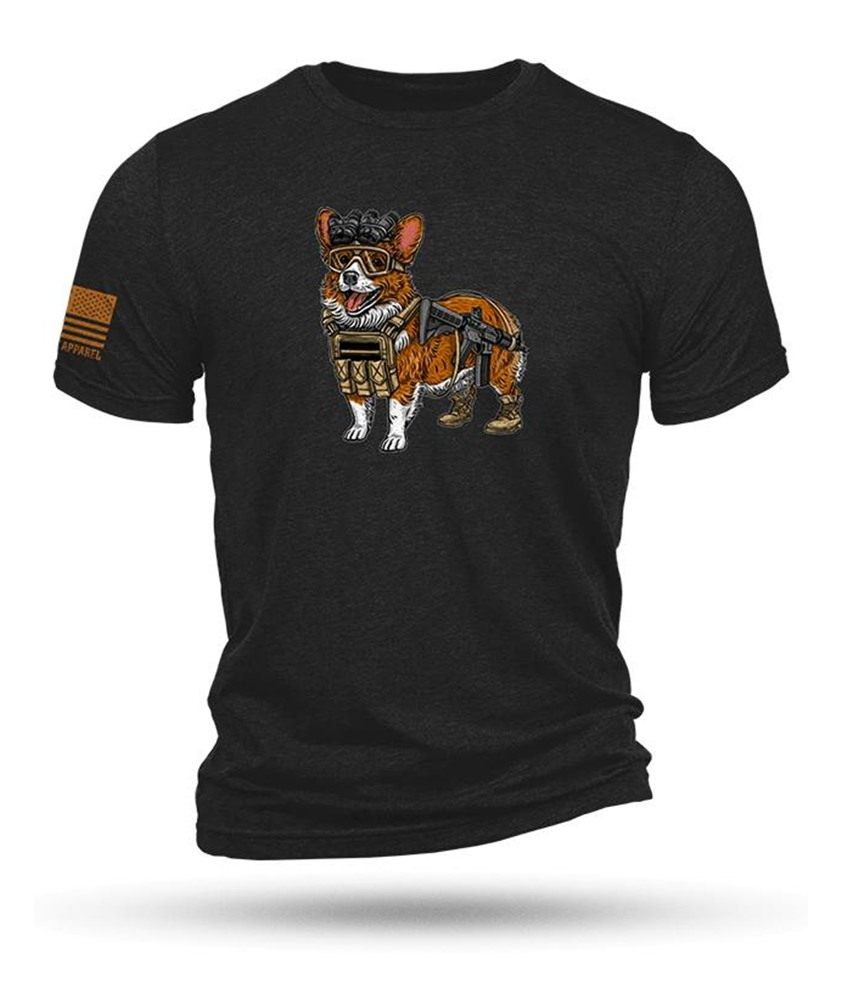 Nine Line Apparel Tactical Corgi Short Sleeve Shirt Charcoal Black Triblend