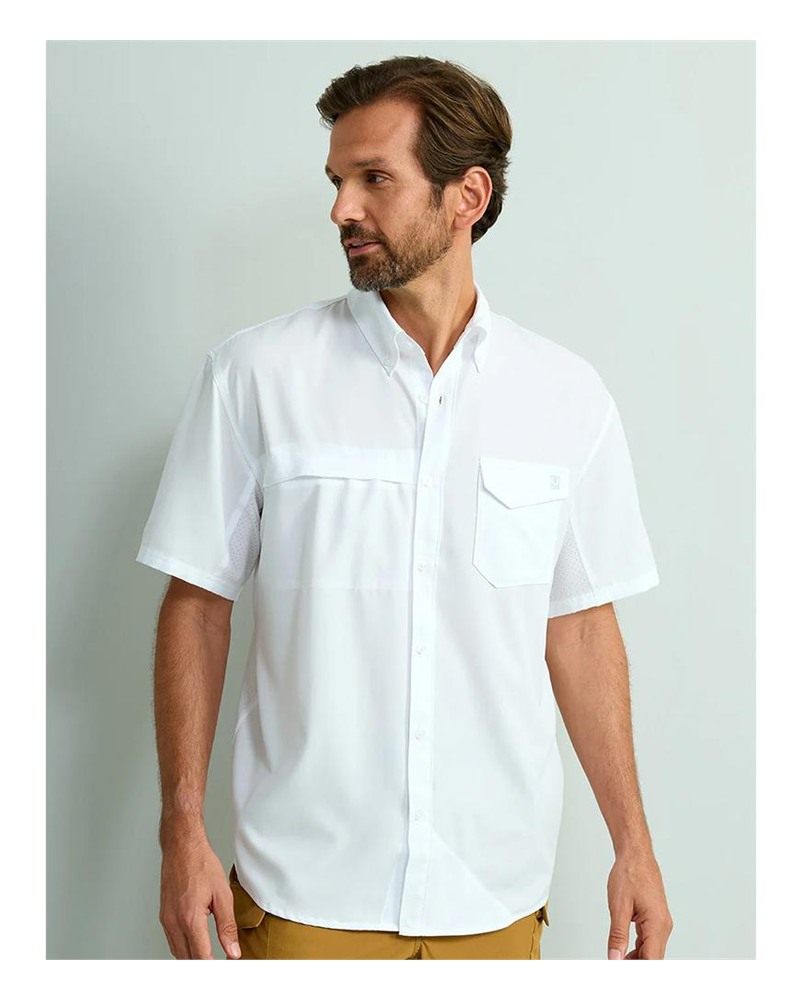 Marolina HUK Tide Point Short Sleeve Button Down Shirt White S view 3