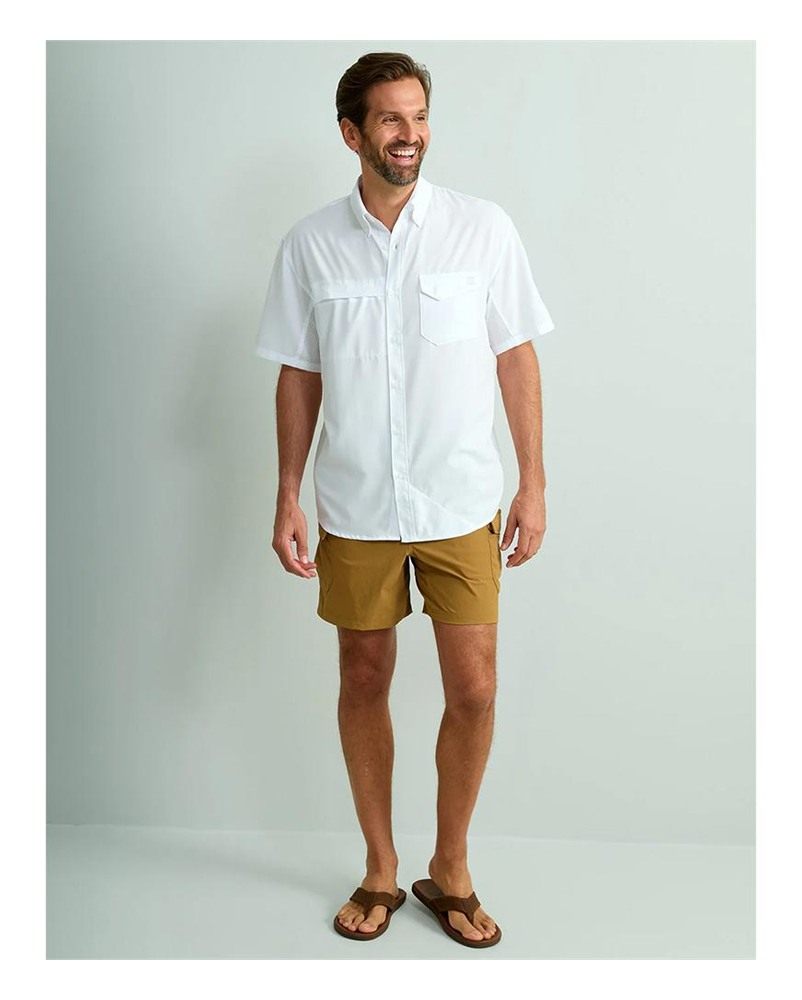Marolina HUK Tide Point Short Sleeve Button Down Shirt White L view 4