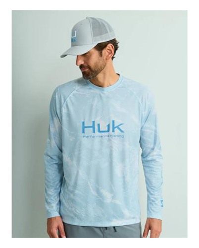 Marolina HUK Mossy Oak Pursuit Performance Long Sleeve Crew Shirt Stormwate