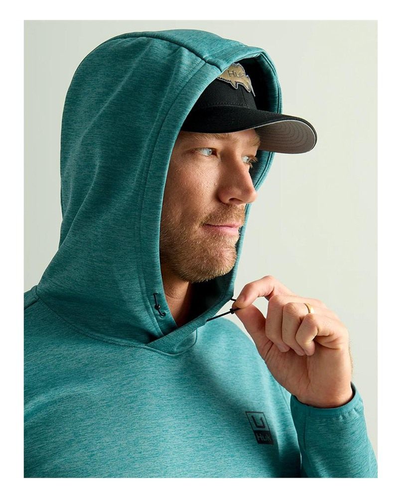 Marolina HUK Up Performance Fleece Hoodie Storm Blue Heather 2XL