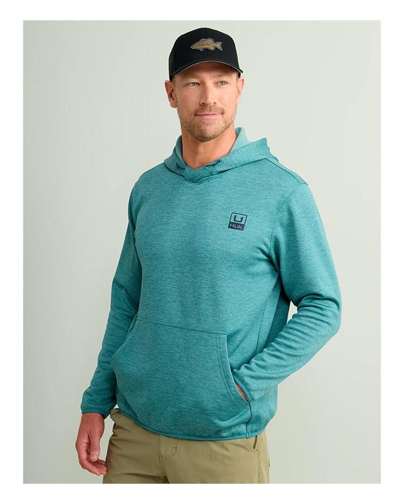Marolina HUK Up Performance Fleece Hoodie Storm Blue Heather 2XL view 3