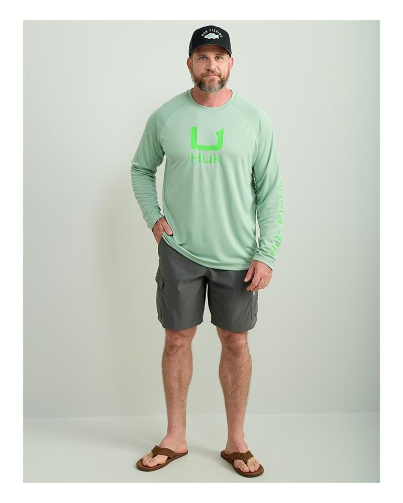 Marolina HUK Icon Crew Long Sleeve Shirt Fog Green S view 3