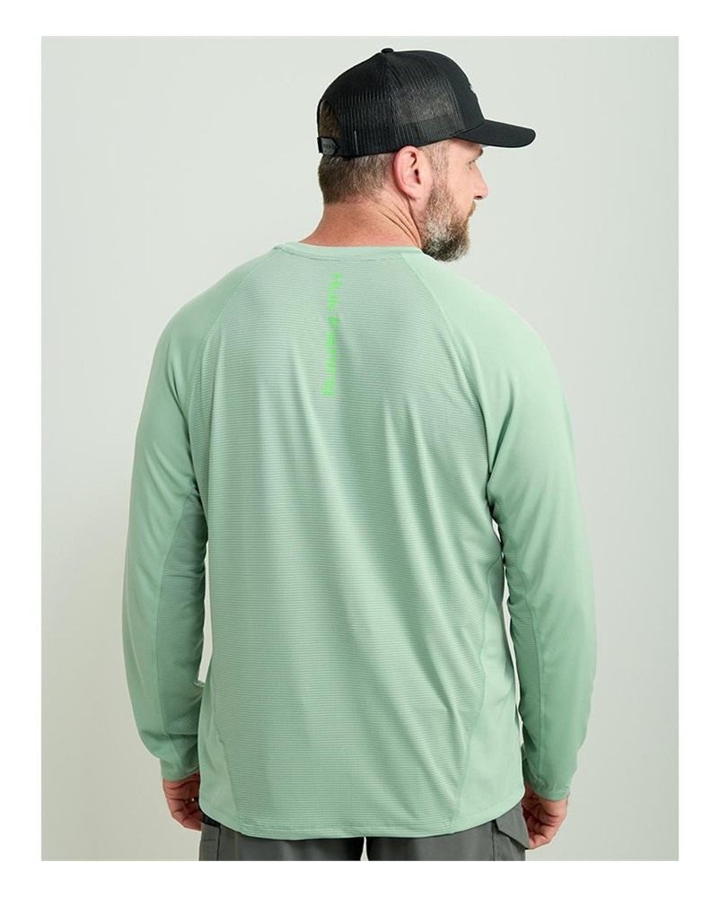 Marolina HUK Icon Crew Long Sleeve Shirt Fog Green L view 2