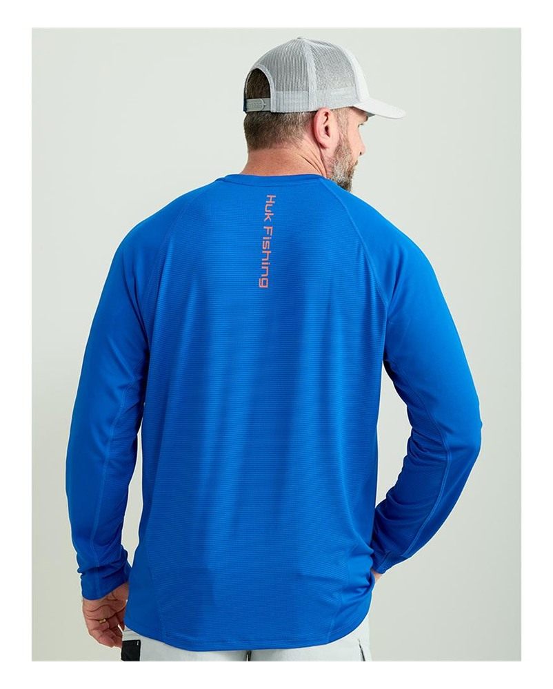Marolina HUK Icon Crew Long Sleeve Shirt Ocean Blue S view 2