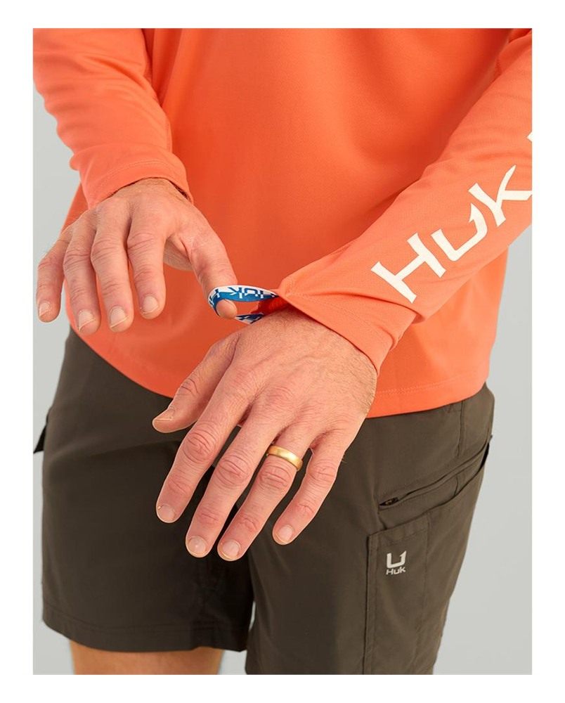 Marolina HUK Icon Crew Long Sleeve Shirt Fresh Salmon L view 2
