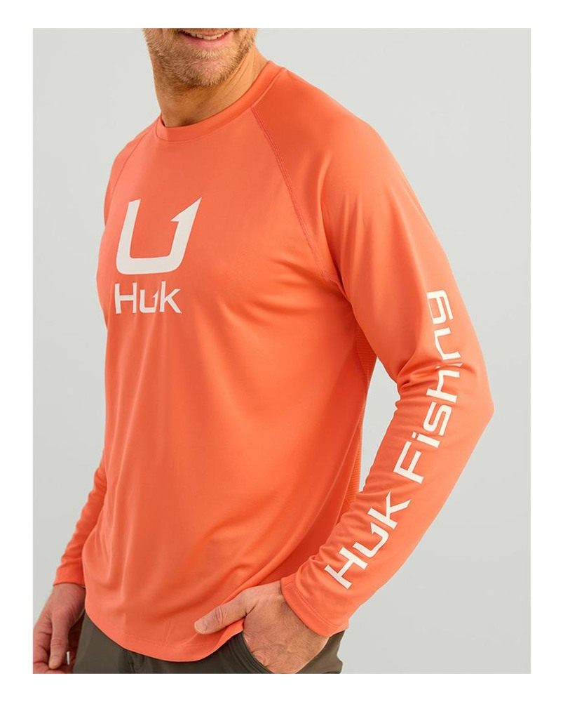 Marolina HUK Icon Crew Long Sleeve Shirt Fresh Salmon L view 3