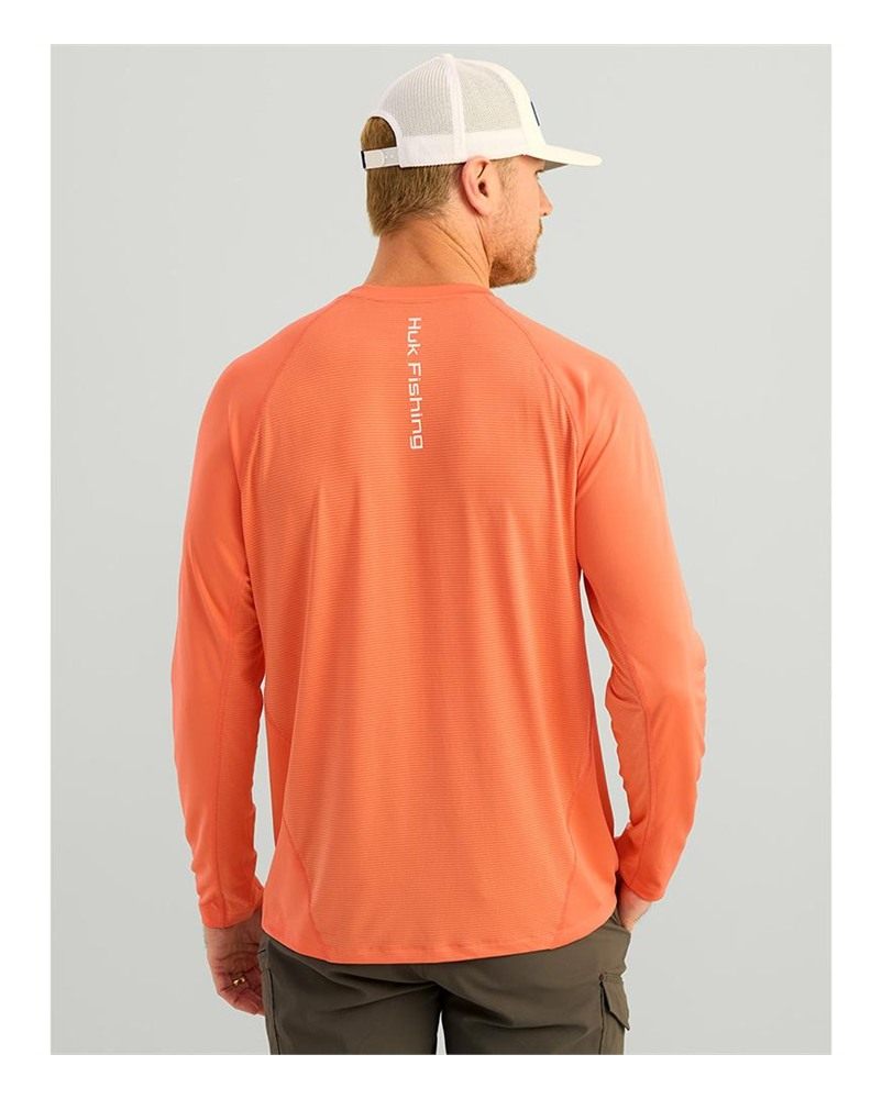 Marolina HUK Icon Crew Long Sleeve Shirt Fresh Salmon L view 4