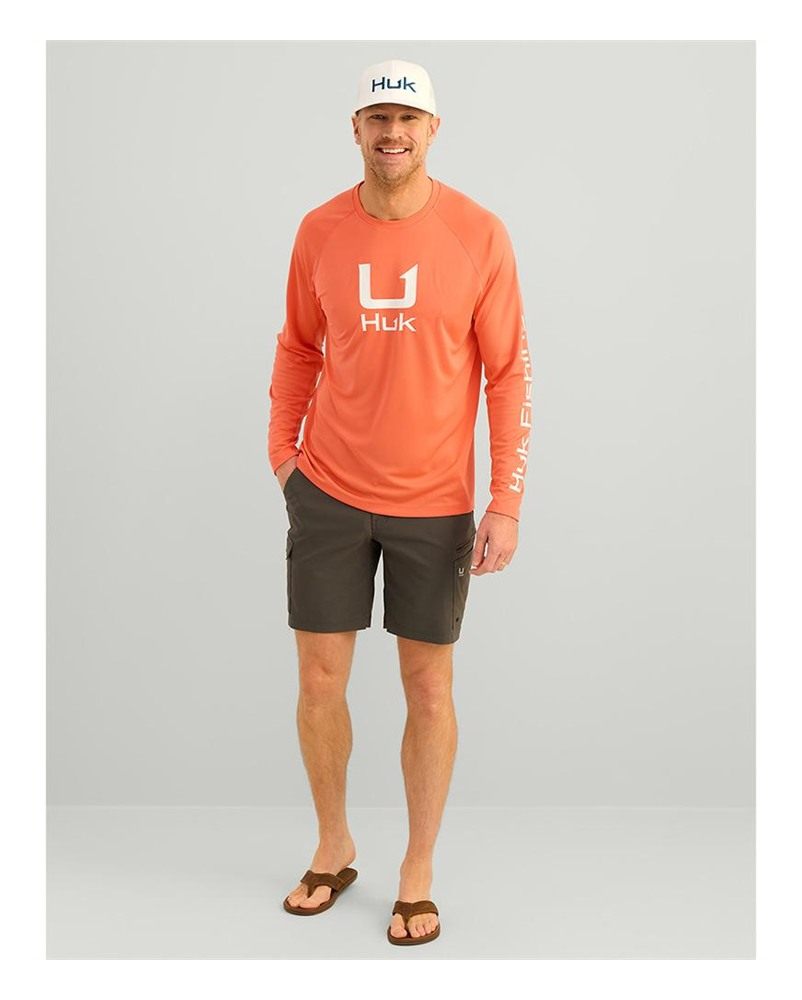 Marolina HUK Icon Crew Long Sleeve Shirt Fresh Salmon L view 5