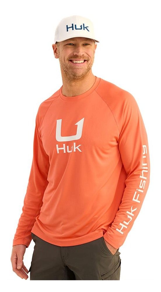 Marolina HUK Icon Crew Long Sleeve Shirt Fresh Salmon L view 6