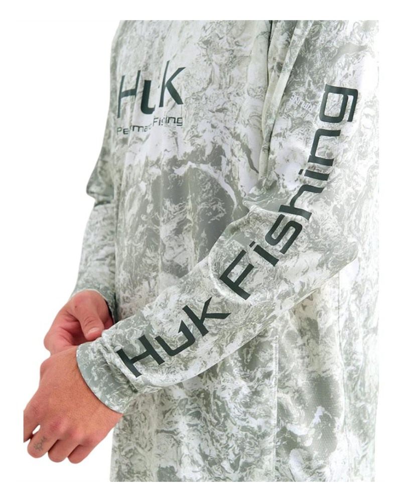 Marolina HUK Mossy Oak Pursuit Performance Long Sleeve Crew Shirt Seagrass