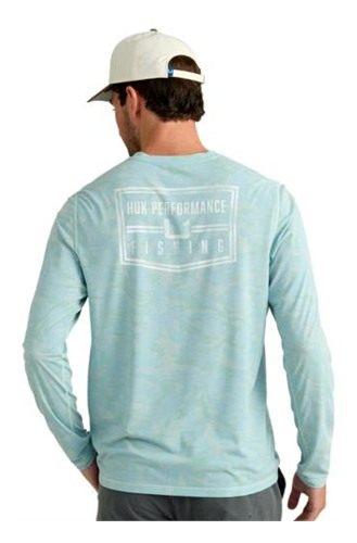 Huk Drift Performance Long Sleeve Shirt Heron Blue M