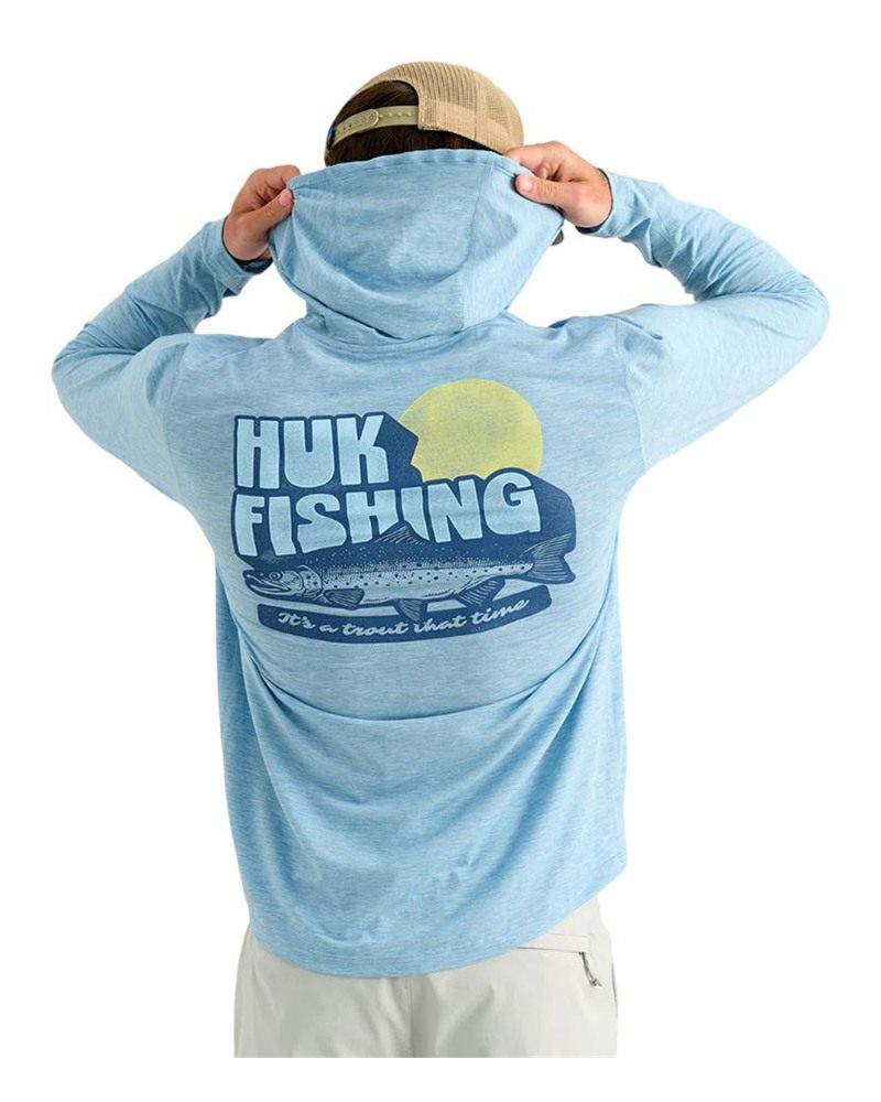 Marolina HUK Drift Long Sleeve Hoodie Shipyard Heather L view 3