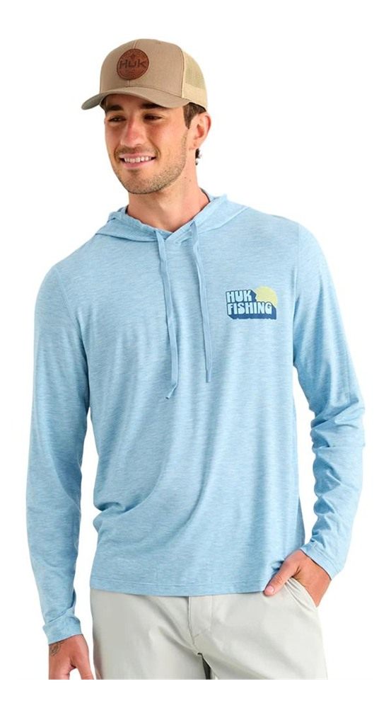 Marolina HUK Drift Long Sleeve Hoodie Shipyard Heather L view 5