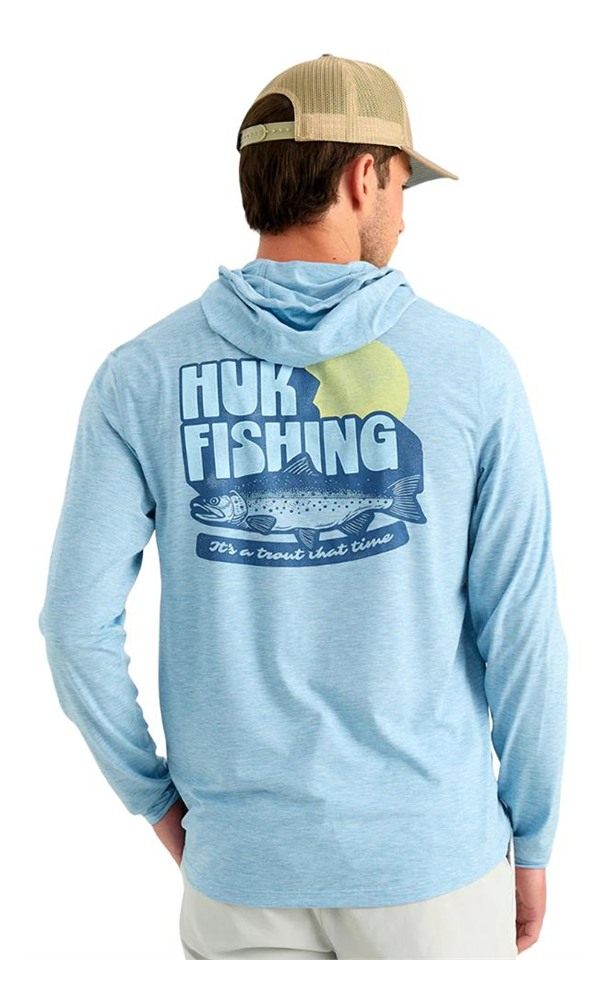 Marolina HUK Drift Long Sleeve Hoodie Shipyard Heather XL view 4
