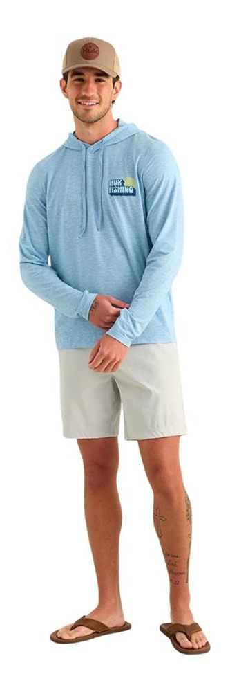 Marolina HUK Drift Long Sleeve Hoodie Shipyard Heather XL view 6