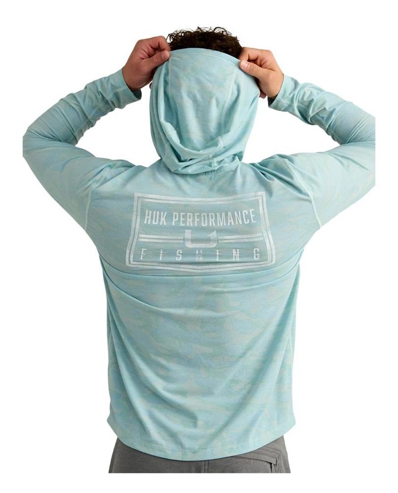 Marolina HUK Drift Performance Hoodie Long Sleeve Shirt Heron Blue S