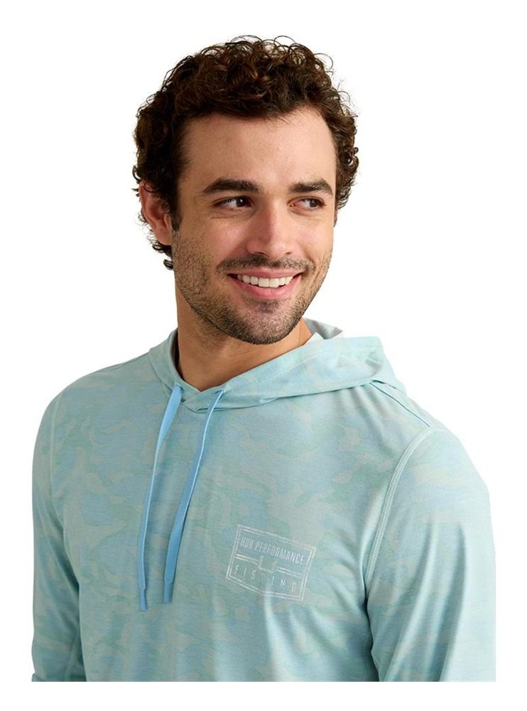 Marolina HUK Drift Performance Hoodie Long Sleeve Shirt Heron Blue S view 2
