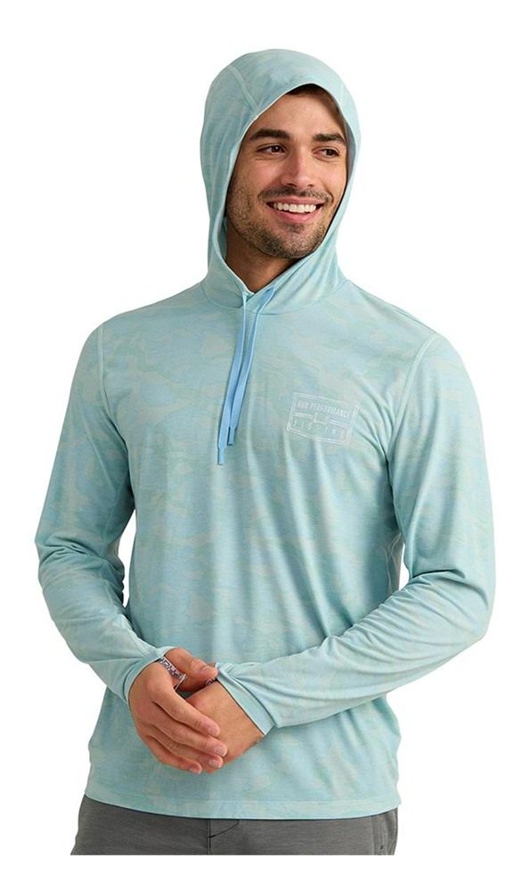 Marolina HUK Drift Performance Hoodie Long Sleeve Shirt Heron Blue S view 5