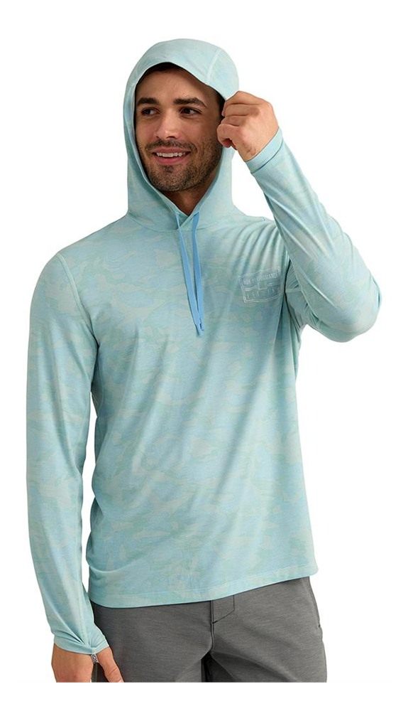 Marolina HUK Drift Performance Hoodie Long Sleeve Shirt Heron Blue S view 6