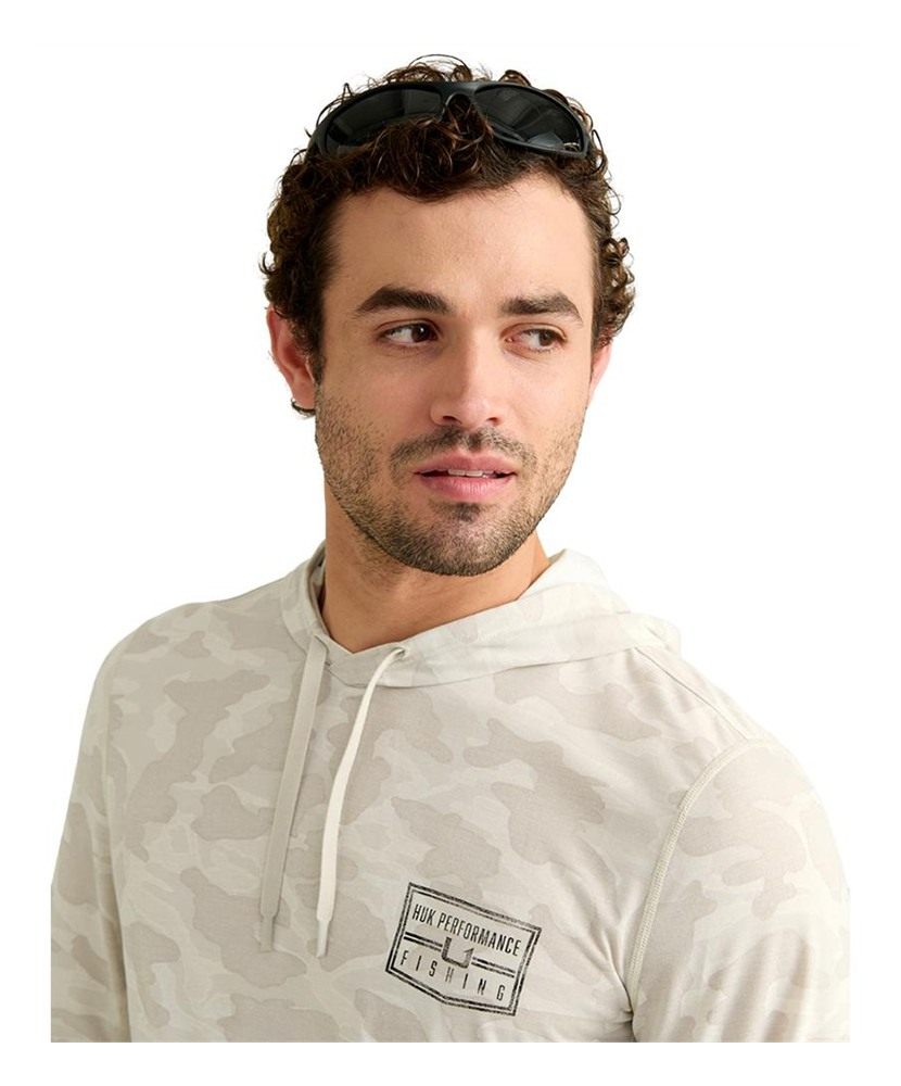 Marolina HUK Drift Performance Hoodie Long Sleeve Shirt Silver Birch Camo S view 2