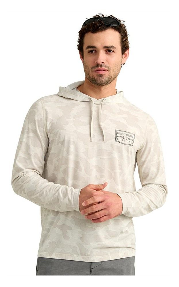 Marolina HUK Drift Performance Hoodie Long Sleeve Shirt Silver Birch Camo S view 5