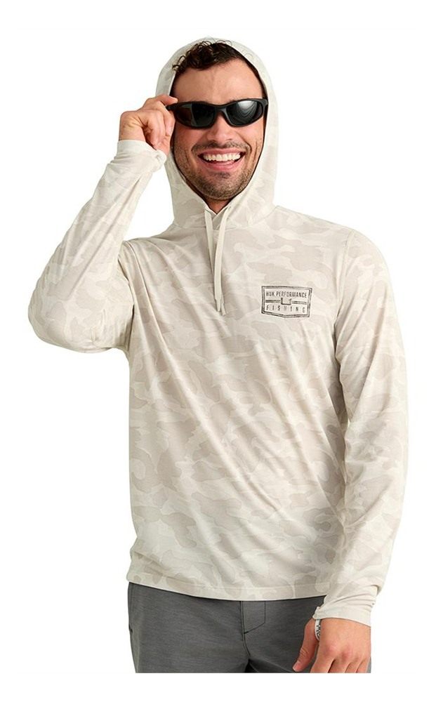Marolina HUK Drift Performance Hoodie Long Sleeve Shirt Silver Birch Camo S view 6