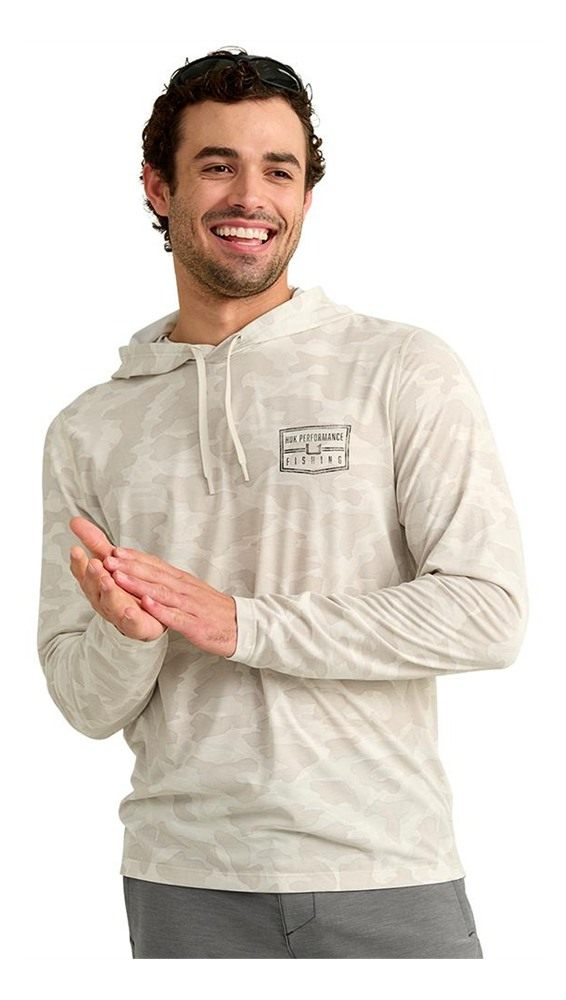 Marolina HUK Drift Performance Hoodie Long Sleeve Shirt Silver Birch Camo S view 7