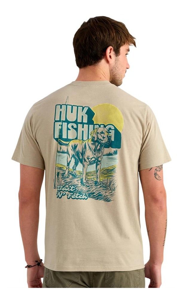 Marolina HUK Bait 'n Fetch Short Sleeve Tee River Rock Heather L