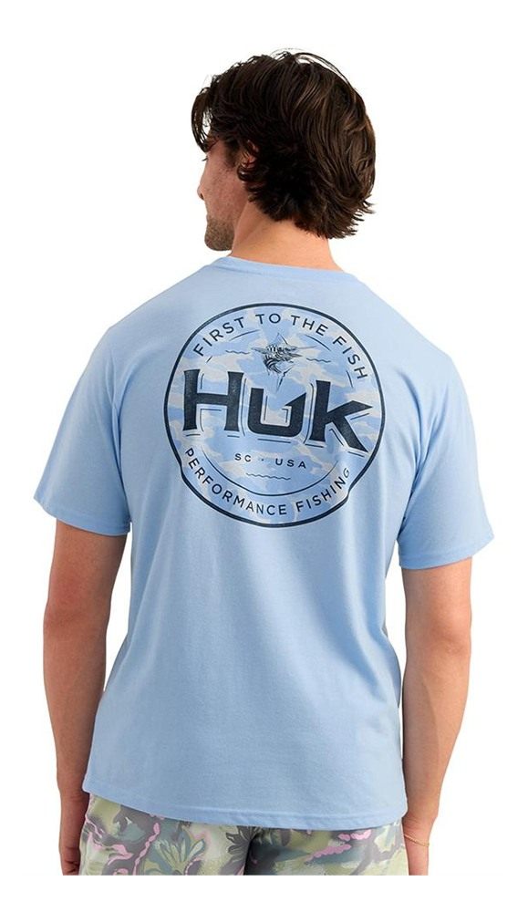 Marolina HUK Marlin Circle Short Sleeve Pocket Shirt Cerulean XL view 3