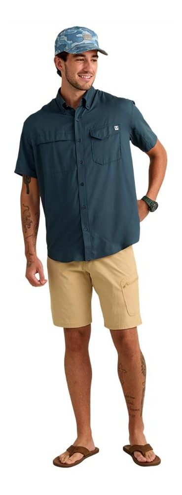 Marolina HUK Tide Point Short Sleeve Button Down Shirt Sea Storm L view 5