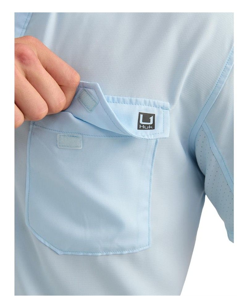 Marolina HUK Tide Point Short Sleeve Button Down Shirt Coastal Drift S view 3