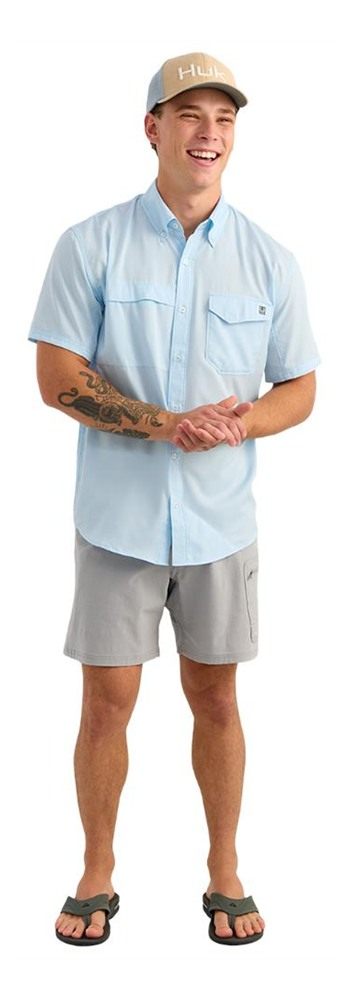 Marolina HUK Tide Point Short Sleeve Button Down Shirt Coastal Drift S view 7