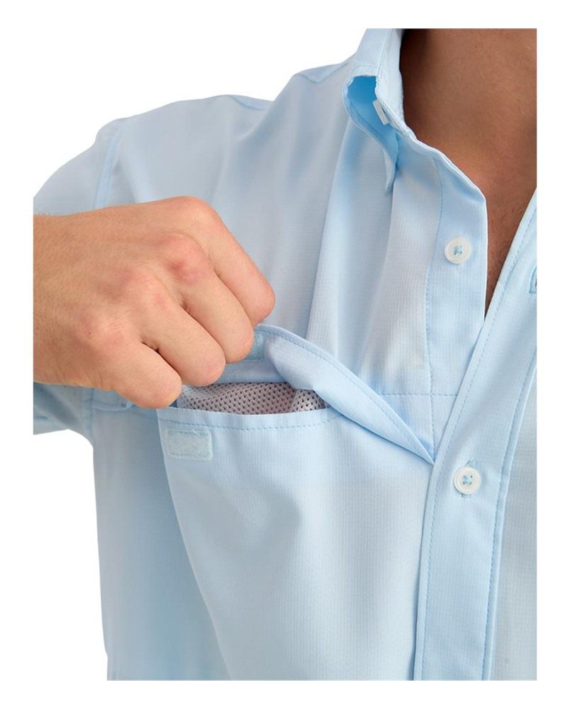 Marolina HUK Tide Point Short Sleeve Button Down Shirt Coastal Drift L view 2