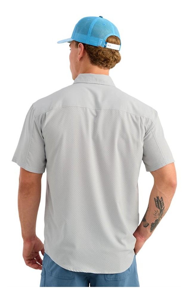 Marolina HUK Tide Point Short Sleeve Button Down Shirt Seagull M view 5