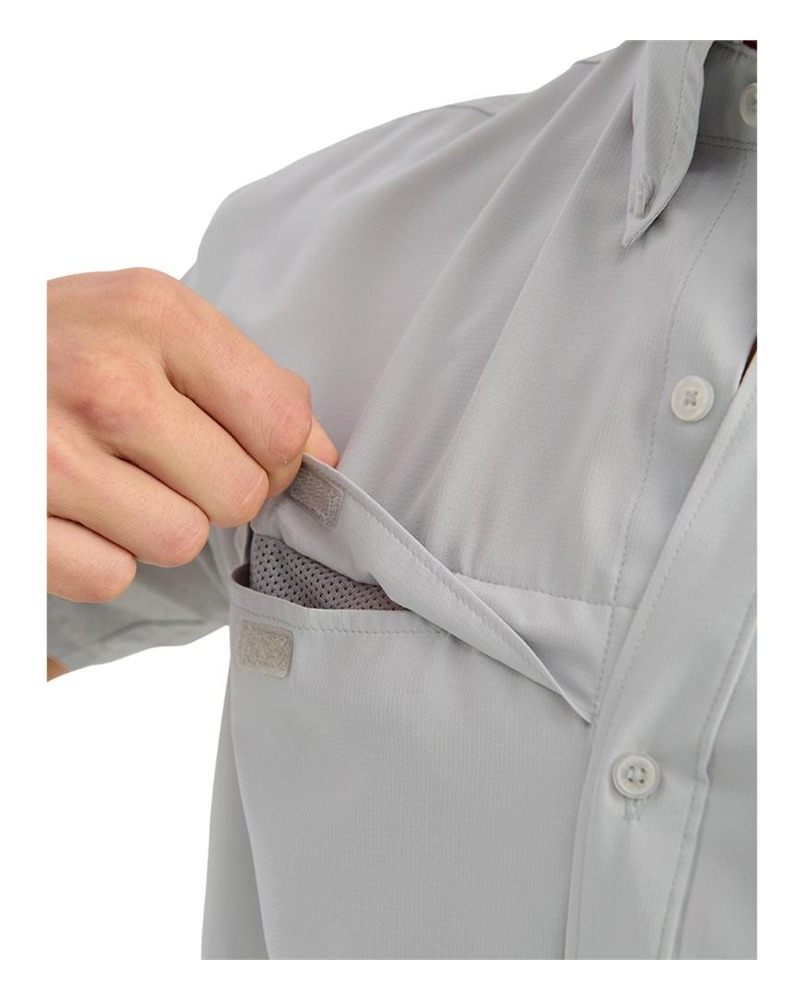 Marolina HUK Tide Point Short Sleeve Button Down Shirt Seagull L view 2